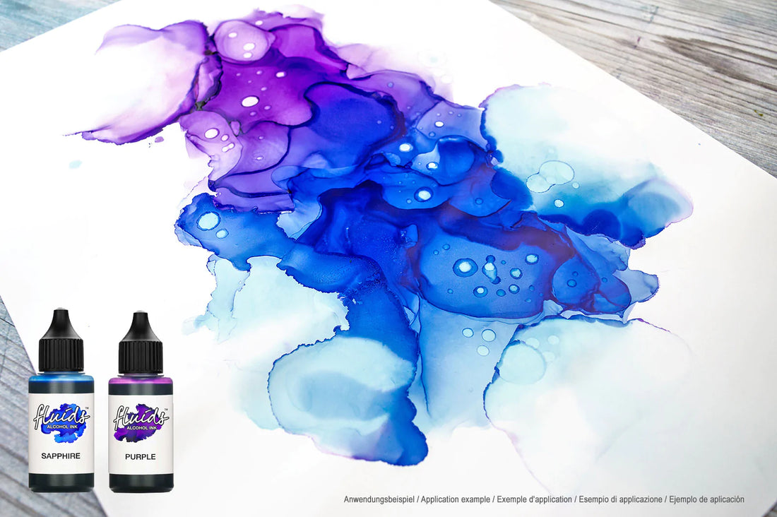 fluids alcohol ink art work made with sapphire purple for fluid art and resin
