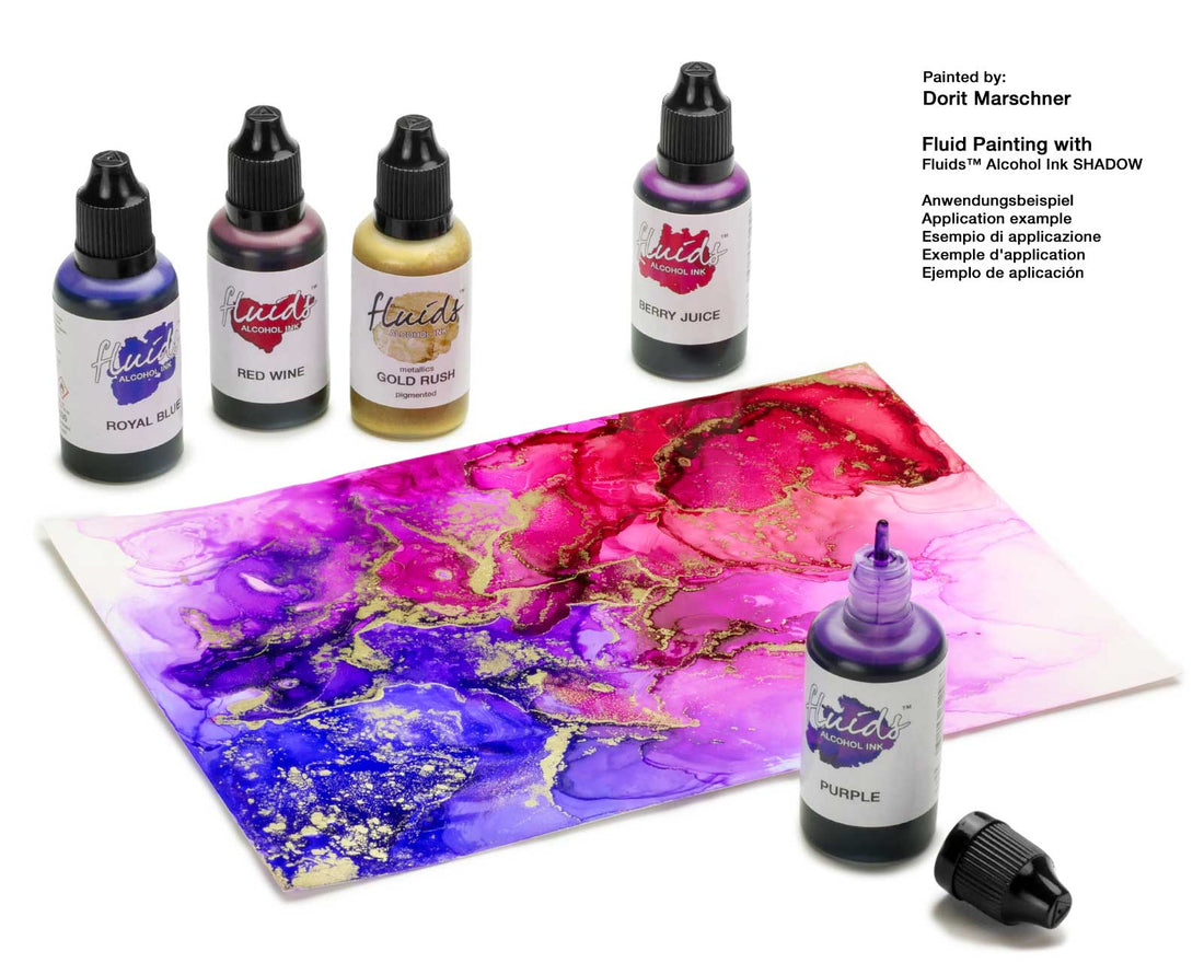 fluids alcohol ink royal blue red wine gold rush berry juice purple for fluid art and resin
