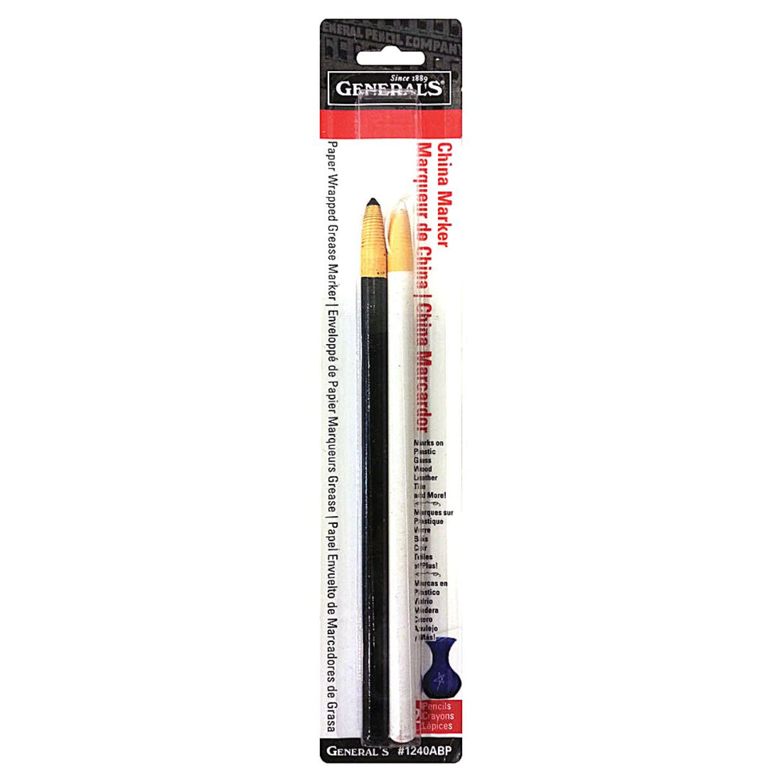 Generals China Marker Pencil Set of 2, Black and White
