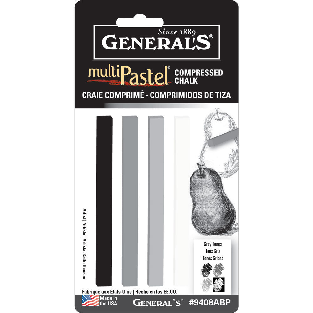 Generals Compressed Charcoal Sticks - Grey / White