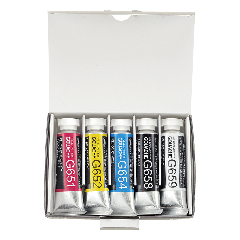 Holbein Designer Gouache Paint Set Primary Colours Paint Set of 5