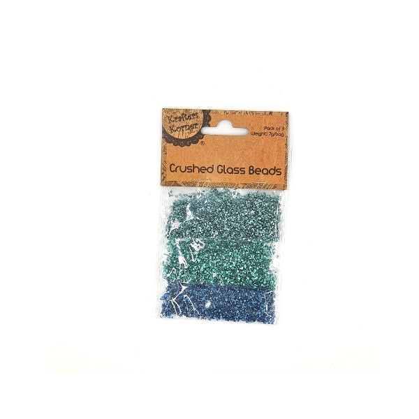 Krafters Korner Crushed Glass 7g Beads 3pk - Blue, Green, Aqua