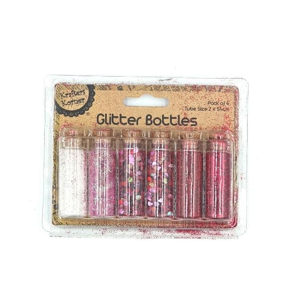 Krafters Korner Glitter Bottles Set 6pk - Red and Pink