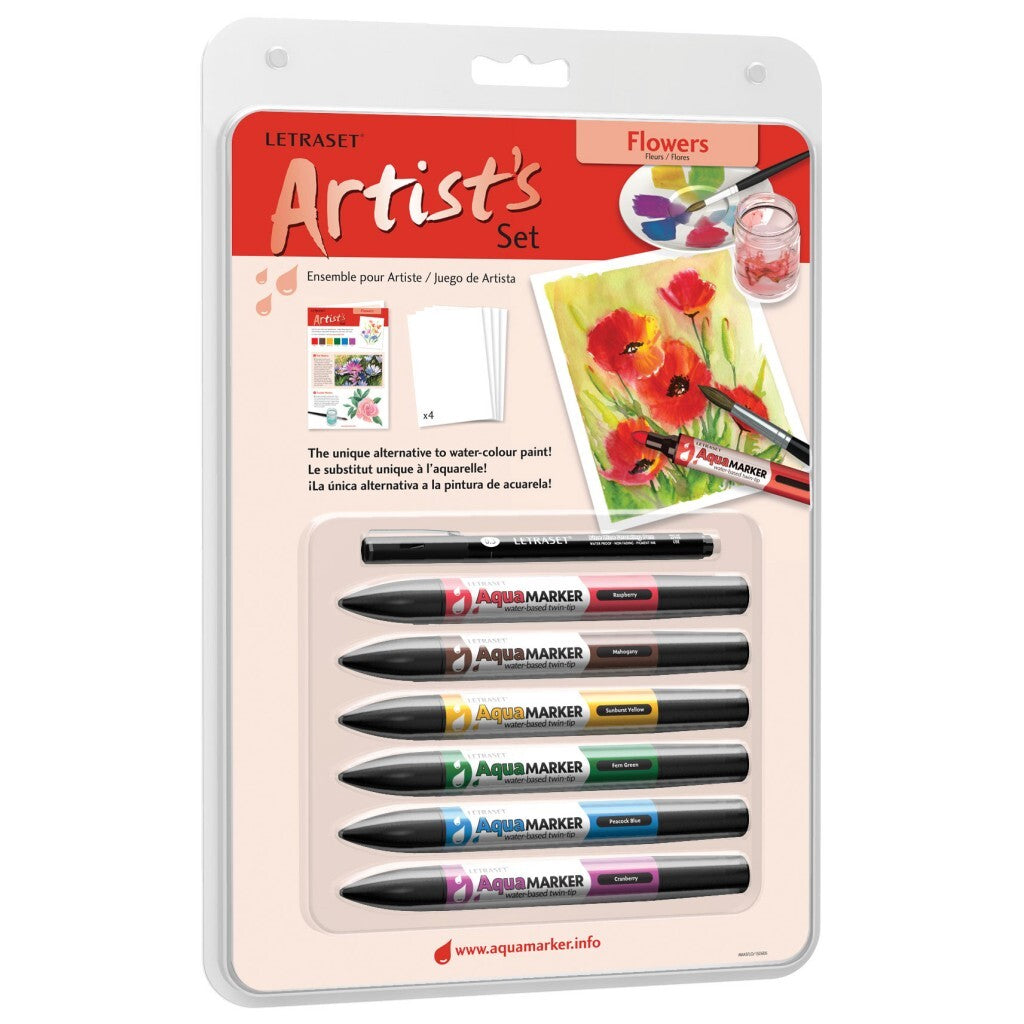 Letraset Aqua Markers Set of 6 - Flowers