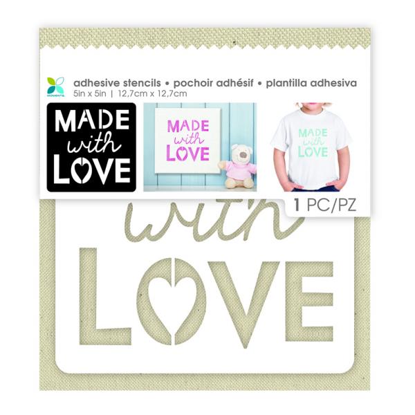 MOMENTA ADHESIVE FABRIC BACKED STENCIL 5 X 5 - MADE WITH LOVE