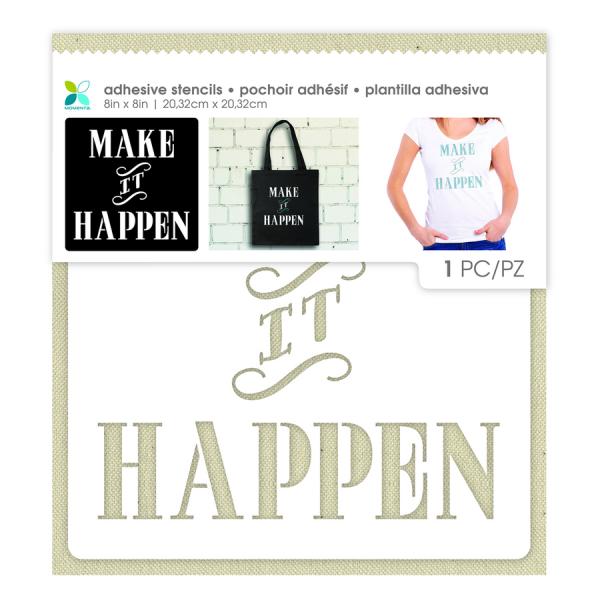 MOMENTA ADHESIVE FABRIC BACKED STENCIL 8 x 8 - LET IT HAPPEN