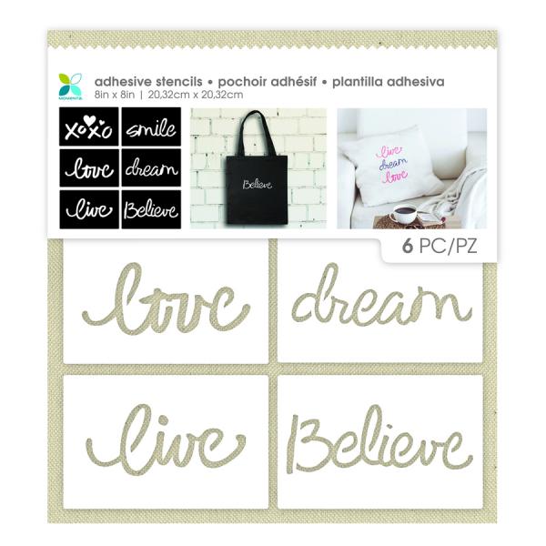MOMENTA ADHESIVE FABRIC BACKED STENCIL 8 x 8 - XOXO