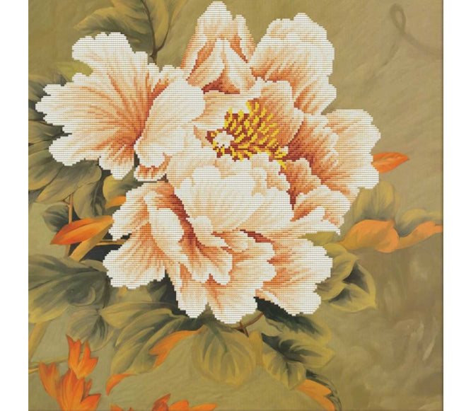 NO COUNT CROSS STITCH - PRINTED AIDA Blooming Peony 51 x 51cm