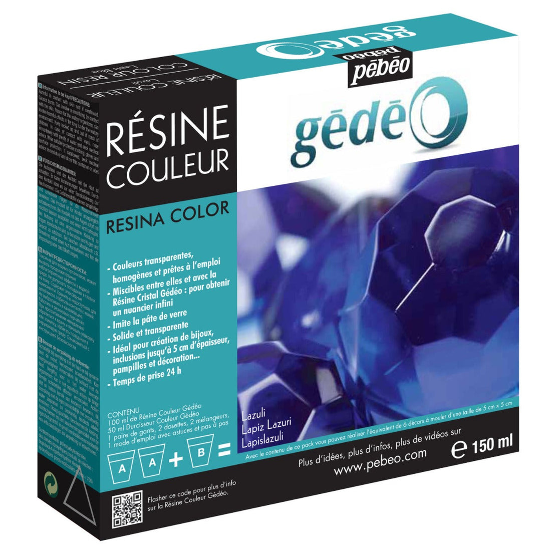 Pebeo Colour Resin 150ml Blue, with mixing stick
