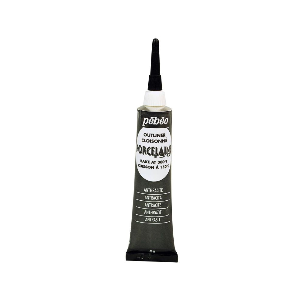 pebeo porcelaine 150 outliner paint tube for ceramic painting anthracite black
