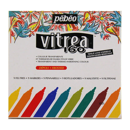 Pebeo Vitrea 160 Frosted Glass Paint Marker Set of 9