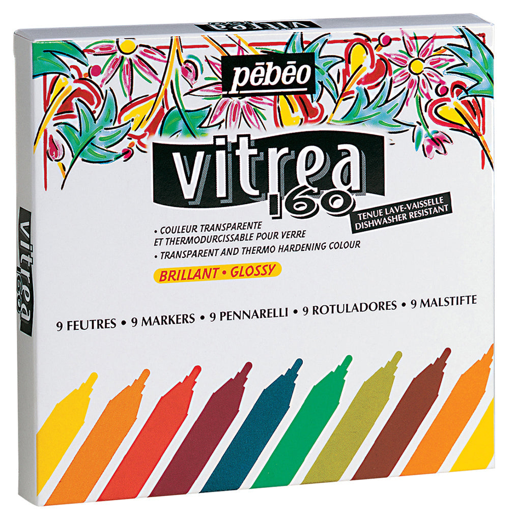 Pebeo Vitrea 160 Glossy Glass Paint Markers Set of 9