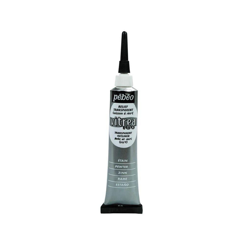 pebeo vitrea 160 outliner paint pewter for glass &amp; ceramic