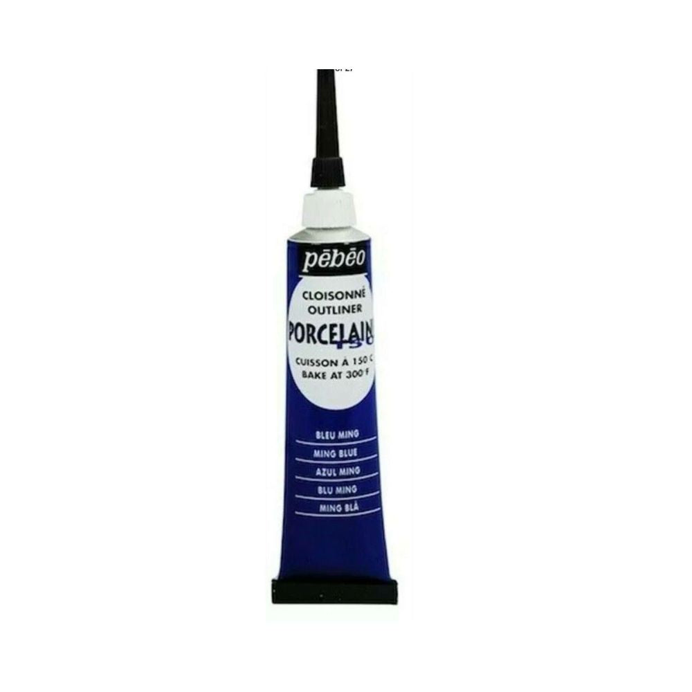 pebeo porcelaine 150 outliner paint blue for glass art and craft embellishment