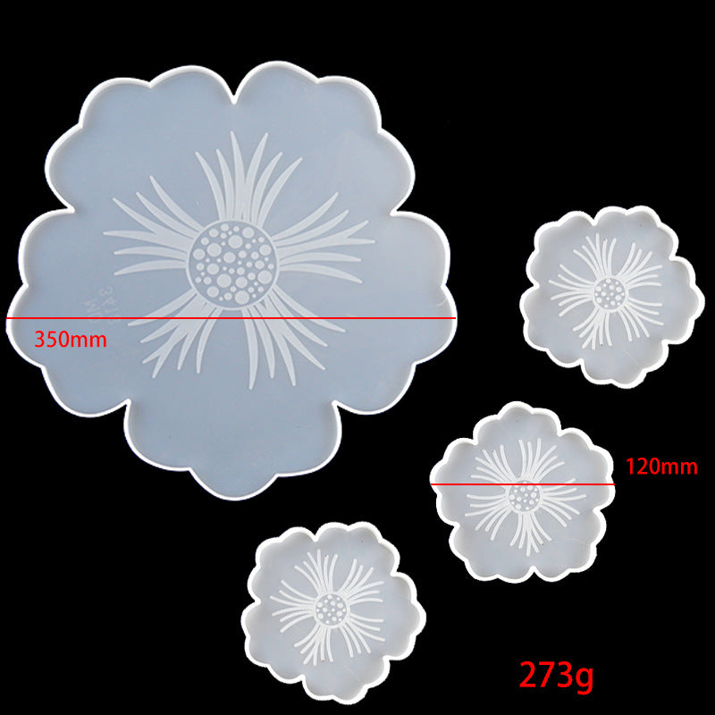 Flower Tray silicone resin mould set with Big Tray and Small Coasters