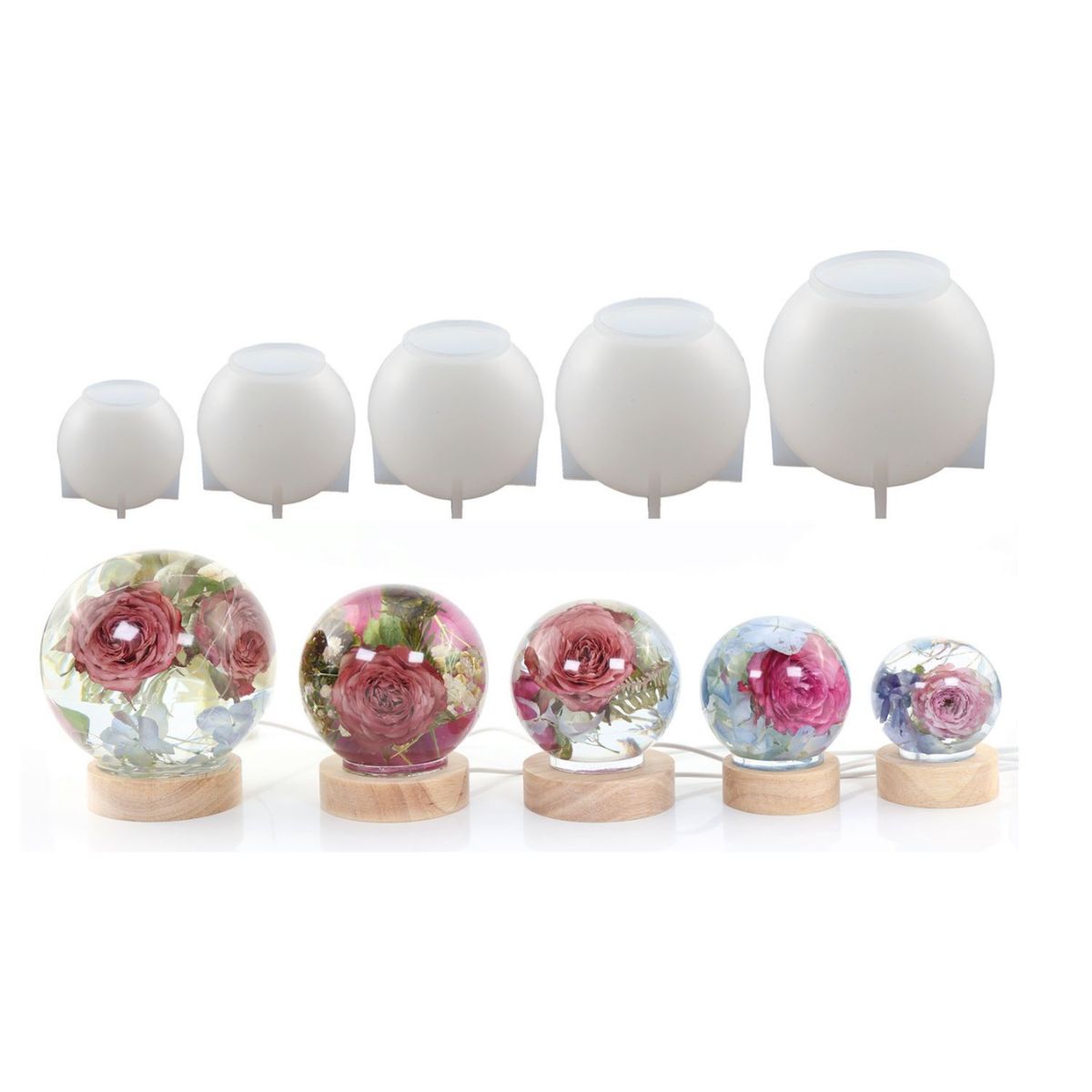 Spherical Crystal Ball - Lamp Mould With Lamp Holder - 2 Sizes