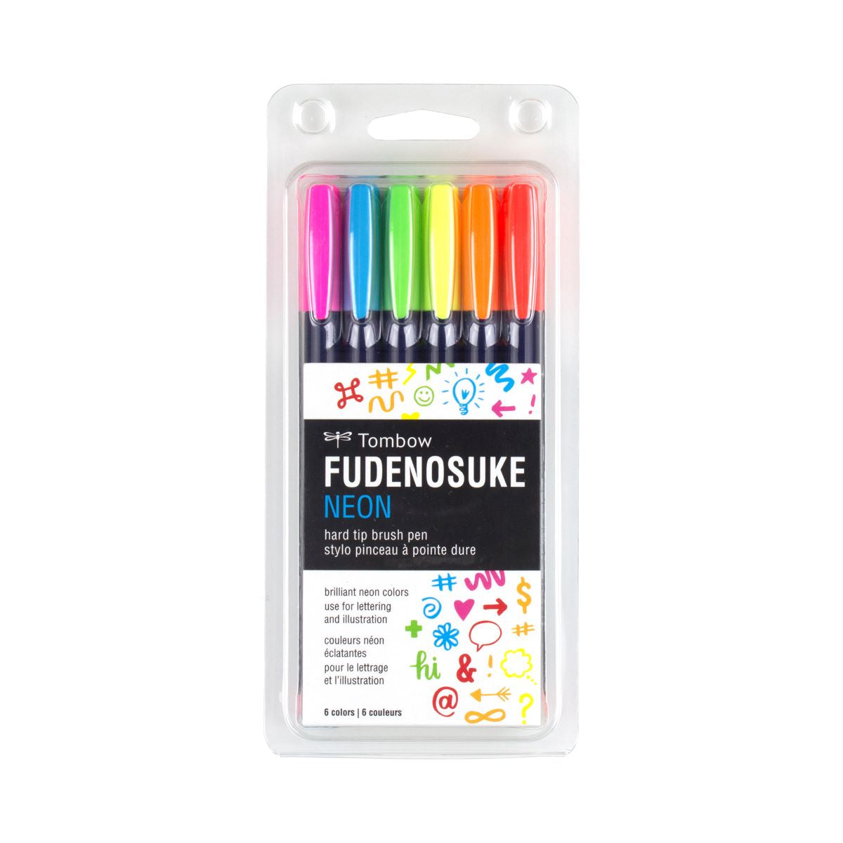 Tombow Fudenosuke Neon Brush Pen Set