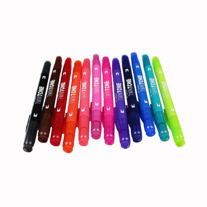 Tombow Twin Tone Dual Tip Markers Pack of 12 - Brights