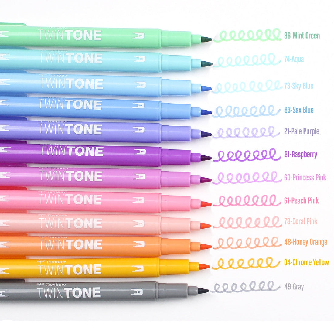 Tombow TwinTone Dual Tip Markers - Pastel 12 pack