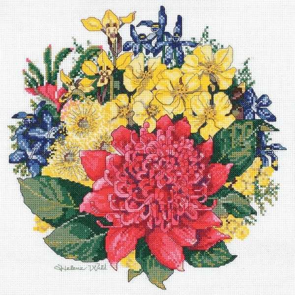 embroidery kit cross stitch kit waratah flowers