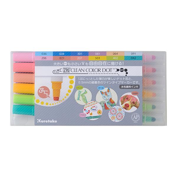 Kuretake Zig Clean Color Dot Marker Twin Tip 12 Pack